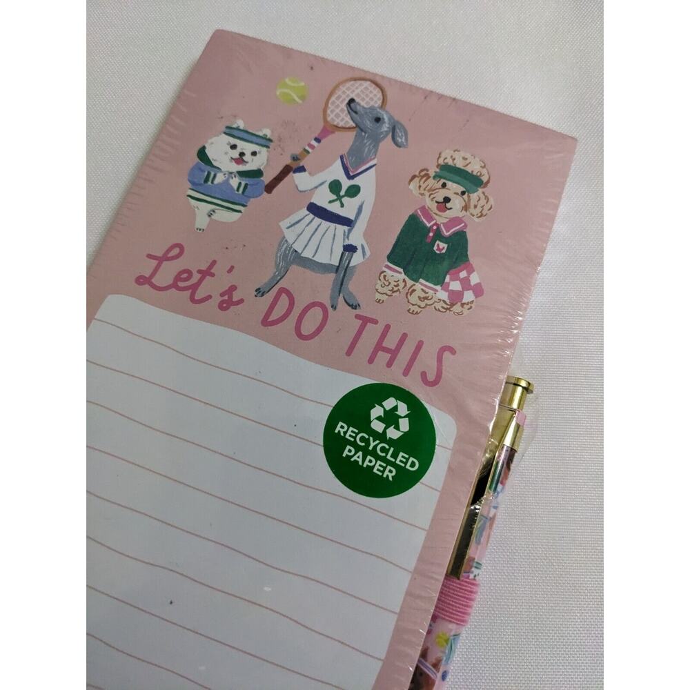 CLEMENTINE PAPER INC. MAGNETIC LINED NOTEPAD DOGS LET'S DO THIS Tennis New
